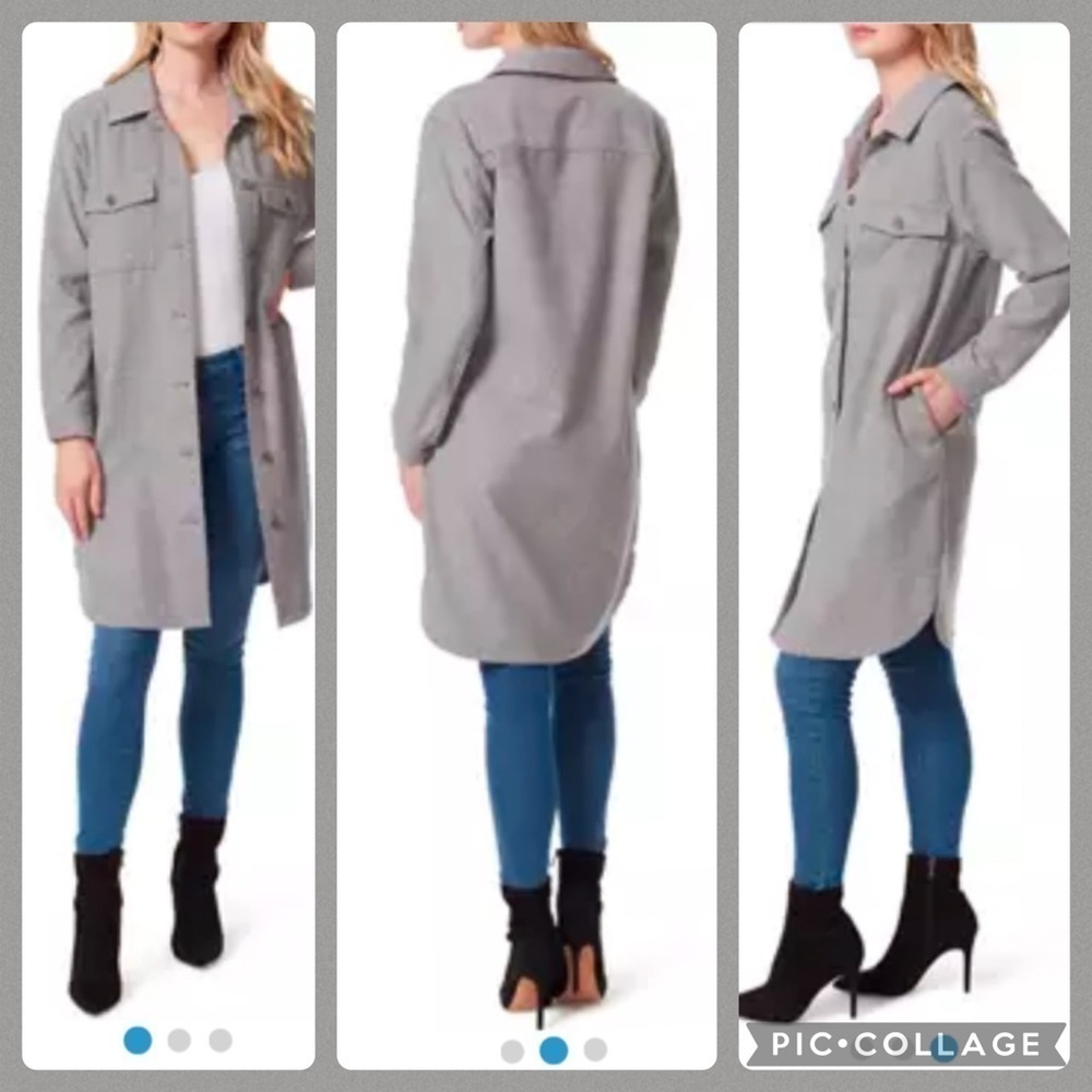 Jessica Simpson NWT Romi long gray flannel button up sz Medium 20β p2p